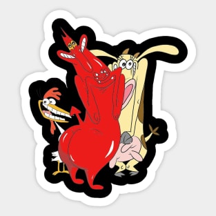 Cow and Chicken with Red Guy Sticker